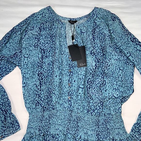 Rails Dress Size XL Blue Jasmine Jewel Cheetah Print Tiered Smocked Waist NWT - Picture 2 of 16